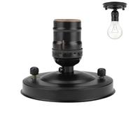 Cyrank Douille de plafonnier E26 E27, Base de Support de lumière Murale Vintage Fer Pendentif Industriel Support de Base d'ampoule Ensemble décoratif Pendentif Ampoule Douille de Lampe(Le Noir)