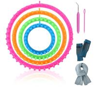 Cyrank Ensemble De Métiers à Tricoter Ronds, 4 Tailles De Métiers à Tisser Circulaires En Plastique à Tricoter Avec Crochet Pour Chapeau, écharpe, Châle, Pull, Chaussettes Et Couvertures