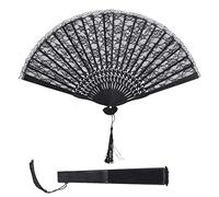 Cyrank éventail Pliant à La Main en Dentelle Noire, Evantail Pliant à La Main en Dentelle Noire, Ventilateur Pliant De Tai Chi Chinois éventail à Main en Dentelle Eventail Japonais Eventail Mariage