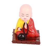 Cyrank Figurine Solaire de Petit Moine, Statue de Moine de Bouddha Chinois, Ornement de Bouddha battant automatiquement, Richesse, santé, décoration Porte-Bonheur pour intérieur de