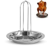 Cyrank Grille à Rôtir pour Poulet, Support Vertical pour Poulet en Acier Inoxydable pour Four, Grill à Poulet Rôtissoire à Poulet BBQ pour Poulets Grillés Support à Volaille avec Lèchefrite