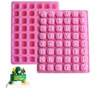 Cyrank Lot de 2 moules en silicone avec lettres, 48 cavités, moules à fondant carrés de l'alphabet, outils de décoration de gâteaux de mariage Sugarcraft