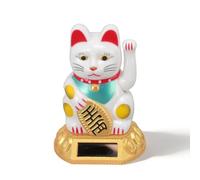 Cyrank Lucky Cat Waving Arm, Lucky Fortune Cat Japanese Lucky Cat à énergie Solaire avec Bras Oscillant Fengshui Cat Bras Oscillant pour Voiture, Bureau, Ouvertures Commerciales(Blanc)