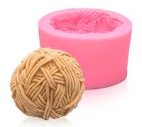 Cyrank Moules à Bougies en Silicone 3D, Moule à Boules de Laine, Moule à Bougies en Laine à Tricoter, Moule en Silicone pour Savon, Bombe de Bain, plâtre, Crayon de Cire, Argile