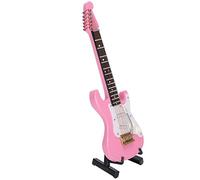 Cyrank Ornement de modèle de Guitare, modèle d'instrument de Musique en Bois Rose de 5,4 Pouces Ornement d'affichage de Guitare avec Support et étui Décoration de réplique Musicale Miniature
