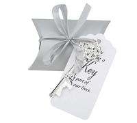 Cyrank Ouvre-bouteille de clé de faveurs de mariage de 50pcs, ouvre-bouteille de clé vintage porte-clé ouvre-bouteille de clé rustique mignon avec boîte d'étiquette pour les invités