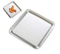 Cyrank Plateau à Apéritif, Plateau De Service Alimentaire En Acier Inoxydable Plateau Rectangulaire En Argent Miroir Plateaux De Service Décoratifs Pour Gateau Aux Fruits De Fête(L)