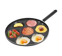 Cyrank Poêle à œufs, mini poêle à crêpes, poêle à œufs au plat, poêle à crêpes, poêle à œufs antiadhésive avec 7 trous pour la cuisson des hamburgers, omelettes, 30 cm