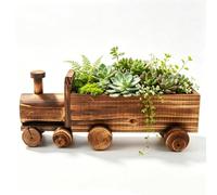 Cyrank Pot de Fleur en Bois, Forme de Train Succulent Planter Box Plant Container Box pour la décoration de Jardin de Bureau à la Maison d'intérieur et d'extérieur