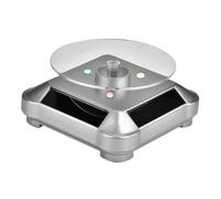 Cyrank Présentoir Solaire Plateau Tournant, Présentoir Rotatif pour Bijoux Modèles 3D Montre Hobby Collection Affichage de Photographie de Produit(Argent)