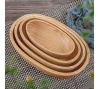 Cyrank Saladier En Bois, Bol De Service De Barque, Assiette De Collation De Fruits, Bol De Fruits En Bois, Petites Assiettes De Service Disponibles En 3 Tailles 15 Cm 17 Cm 20 Cm(20cm*4.5cm)