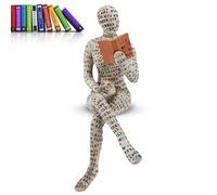 Cyrank Sculpture de rat de bibliothèque en résine - Sculpture de penseur abstraite - Figurine de lecture abstraite en résine - Sculptures innovantes pour femme - Figurines de moulage de pâte à papier