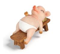 Cyrank Sculpture Extérieure Drôle De Cochon Mignon, Allongé sur Un Banc, Statue De Jardin, Figurines Décoratives De Jardin, Figurine De Cochon en Résine pour Jardin, Patio, Arrière-Cour