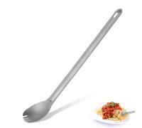 Cyrank Spork Ensemble cuillère et fourchette de camping réutilisables en titane avec manche long et léger (cuillère et fourchette à long manche)
