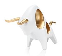 Cyrank Statue de Taureau Blanc, résine synthétique Animal Art Sculpture Abstraite Sculpture Art Mignon résine Boeuf Statue Artisanat Sculpture Ornement