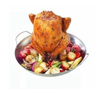 Cyrank Support de Poulet pour canette de bière, Support de Poulet en Acier Inoxydable, Support Vertical pour rôtissoire de Dinde, rôtissoire de Dinde, canette de bière pour Four à Grill,
