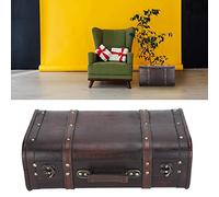 Cyrank Tronc en bois de trésor décoratif, boîtes de rangement décoratives Valise en bois vintage Boîte de coffre au trésor avec serrure pour accessoire photo décoratif