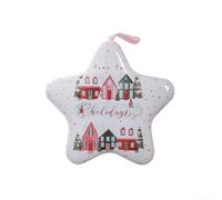 CYRENT Boîte à bonbons de Noël festive en fer blanc avec corde de suspension pour fêtes de fin d'année et rangement de friandises (D)