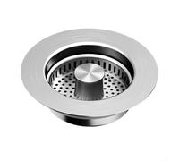 CYRENT Bouchon d'évier de cuisine 3 en 1 en acier inoxydable avec bloqueur de mauvaises odeurs et filtre alimentaire pour canalisations standard de 7,6 à 8,9 cm (A1)