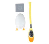 CYRENT Brosse WC en silicone en forme de canard et support de nettoyage à 360° en TPR doux facile à rincer pour la maison et la salle de bain (jaune)