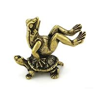 CYRENT Brûleur d'encens en laiton massif grenouille tortue mini statue ornement antique artisanat décoration bureau sculpture cuivre maison bureau salon petite figurine vive 3,5 x 4 cm