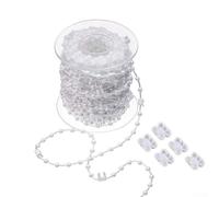 CYRENT Chaîne à rouleau pour stores verticaux, corde à perles en plastique blanc, mesurant à une longueur effective de 20 mètres pour une meilleure utilisation (127 mm)