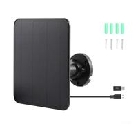 CYRENT Chargeur de panneau solaire 5 W USB-C étanche IP65 monocristallin pour batterie de sonnette vidéo, charge rapide, support mural extérieur, câble de 3 mètres, résistant aux intempéries (noir)