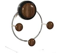 CYRENT Crochet mural à ventouse avec support robuste, trois crochets pour clés, chapeaux, vêtements, installation sans dommage sur des surfaces lisses (noir noyer)