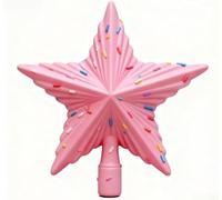 CYRENT Décoration de sapin de Noël en plastique à cinq branches - Bicolore - Rose et blanc - Légère - Pour la maison, la vitrine de magasin - 20,5 x 4 x 19,5 cm (poudre)