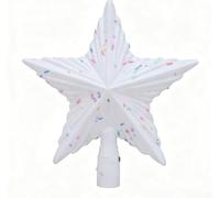 CYRENT Décoration de sapin de Noël en plastique à cinq branches - Bicolore - Rose et blanc - Légère - Pour la maison, la vitrine - 20,5 x 4 x 19,5 cm (blanc)
