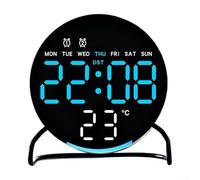 CYRENT Horloge de bureau LED avec fonction alarme, fonction veilleuse, compte à rebours et boucle de date pour de multiples utilisations (noir et bleu)