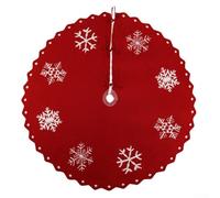 CYRENT Jupe de sapin de Noël à motif flocon de neige conçue pour les arbres de 2,9 à 3,4 m de haut, tissu double épaisseur avec boucle centrale de 15,2 cm pour améliorer les décorations de vacances