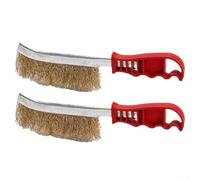 CYRENT Lot de 2 brosses métalliques en acier inoxydable pour éliminer la rouille et nettoyer les espaces avec poignée en plastique pour barbecue, cuisine, automobile, 23,5 cm, rouge