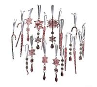 CYRENT Lot de 20 pendentifs de décoration de Noël en acrylique - Flocons de neige, stalactites, cannes à sucre d'orge, incassables, scintillantes à suspendre - 4 cm à 17 cm - Décoration de vacances
