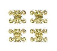 CYRENT Lot de 4 charnières décoratives rétro pour armoires en bois, design en alliage de zinc pour amélioration de la maison (S doré)