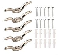 CYRENT Lot de 5/10 crochets à taquet en acier inoxydable pour rideaux, stores, rouleaux, cordon de positionnement avec vis (5 pièces)