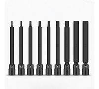 CYRENT Lot de 9 douilles hexagonales 1/4" pour jeu de douilles Torx, compatibles avec les tailles H 2 à H10, pour outils de réparation automobile et d'impact, noir