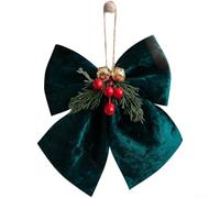 CYRENT Nœud de Noël en velours 3D avec clochette de style coréen - Décoration à suspendre - Facile à installer - Tissu doux - 16 x 20 cm - 25 x 20 cm - 35 x 30 cm - Vert moyen