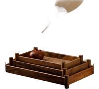 CYRENT Plateau à thé en bois de noyer de style chinois, fait à la main, bords lisses, organiseur rustique pour accessoires de thé, desserts, fruits, maison, bureau, plusieurs tailles (grande taille
