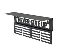 CYRENT Porte-médailles de sport mural avec étagère en métal à 4 rangées - Organiseur de rangement pour médailles et réussites (noir)