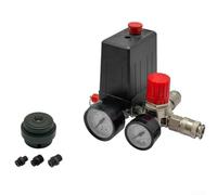 CYRENT Pressostat de compresseur d'air 90-120 psi, tension 110 V-240 V, ensemble de commutateur de compresseur d'air 4 voies avec manomètre et silencieux
