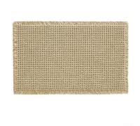CYRENT Tapis de salle de bain doux avec envers antidérapant et fibres ultra fines à séchage rapide pour éviter les glissements et garder le sol sec, avec pompons décoratifs pour plus de style (marron