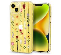 CYRILL by Spigen Cecile [Charge sans Fil Magnétique] Coque Compatible iPhone 14 Plus 6.7 Pouces (2022) Fleur Transparent TPU Grip Protection Bumper - Jardin de Fleurs