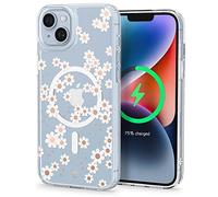 CYRILL by Spigen Cecile Mag [Charge sans Fil Magnétique] Coque Compatible iPhone 14 6.1 Pouces (2022) Fleur Transparent TPU Grip Protection Bumper - Marguerite Blanche Mag