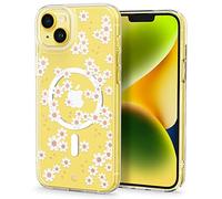 CYRILL by Spigen Cecile Mag [Charge sans Fil Magnétique] Coque Compatible iPhone 14 Plus 6.7 Pouces (2022) Fleur Transparent TPU Grip Protection Bumper - Marguerite Blanche Mag