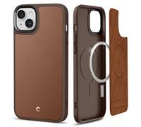 CYRILL by Spigen Kajuk Mag Coque Compatible iPhone 14 Plus 6.7 Pouces (2022) Cuir Antichoc TPU Grip Protection Bumper - Brun Selle