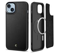 CYRILL by Spigen Kajuk Mag Coque Compatible iPhone 14 Plus 6.7 Pouces (2022) Cuir Antichoc TPU Grip Protection Bumper - Noir