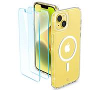 CYRILL by Spigen Shine Mag [2 en 1] Pack de 2 Verre Trempé + 1 Coque Compatible avec iPhone 14 Plus 6.7 Pouces (2022) Charge sans Fil Magnétique - Clear Glitter