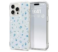 CYRILL Spigen UltraSheer Mag [Print to Made] Collection de Fleurs Compatible avec iPhone 15 Pro Case (2023) - Ditsy Blue