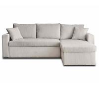 Best mobilier Canapé d'angle Cyrus réversible convertible avec coffre velours côtelé Gris clair
